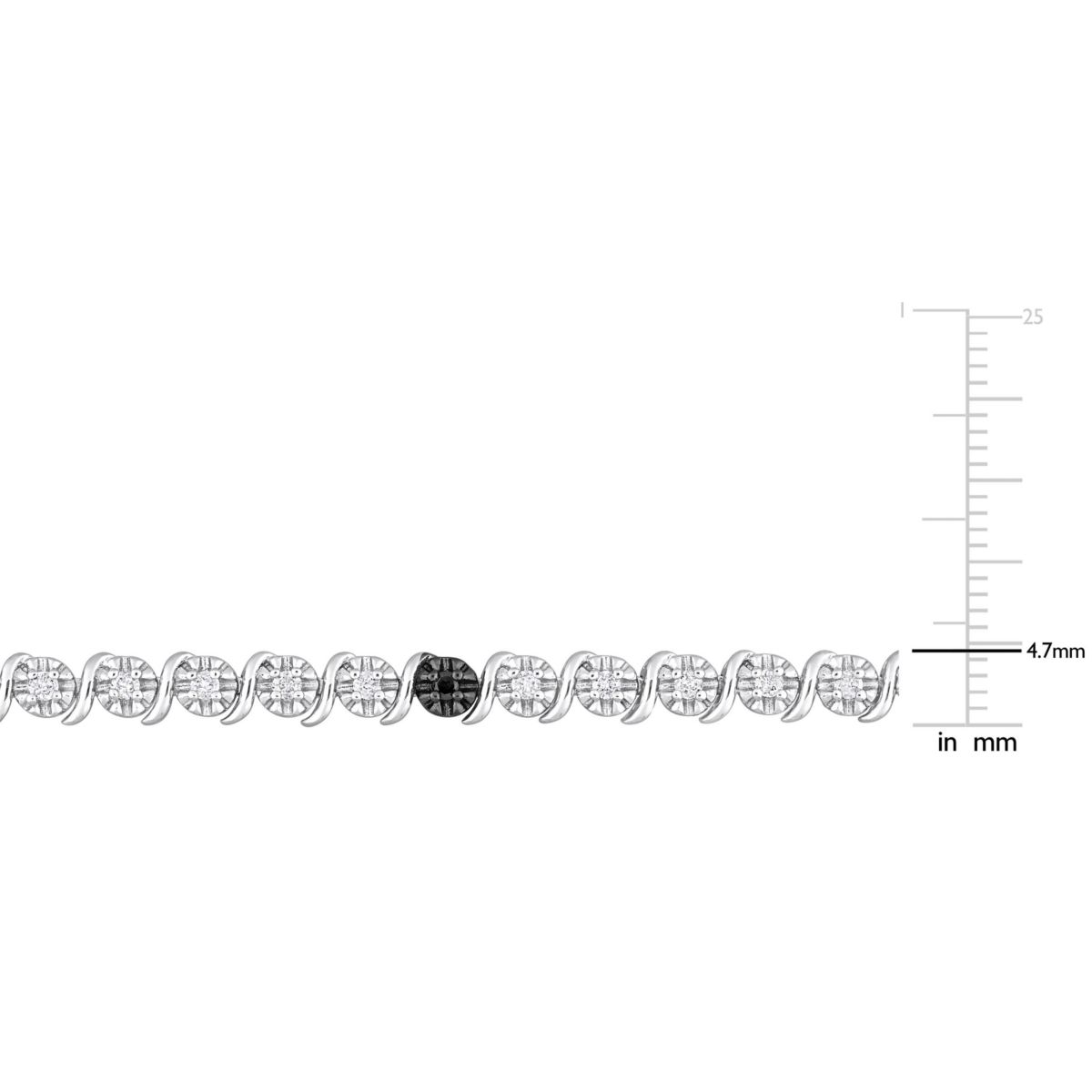 1 CT TW Black & White Diamond Tennis Bracelet in Sterling Silver
