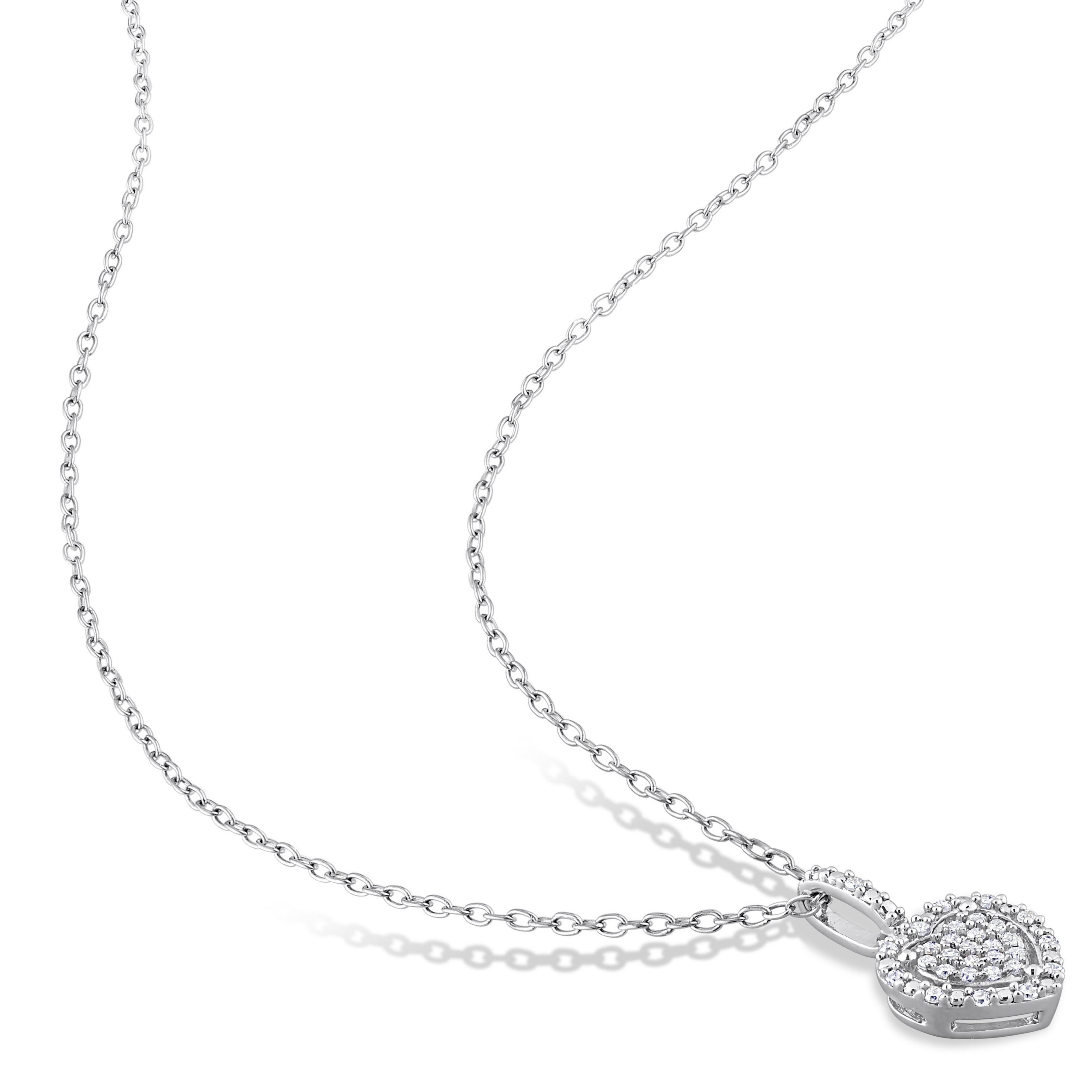 2-Piece Set 2/5 CT TW Diamond Heart Cluster Earrings and Necklace in Sterling Silver