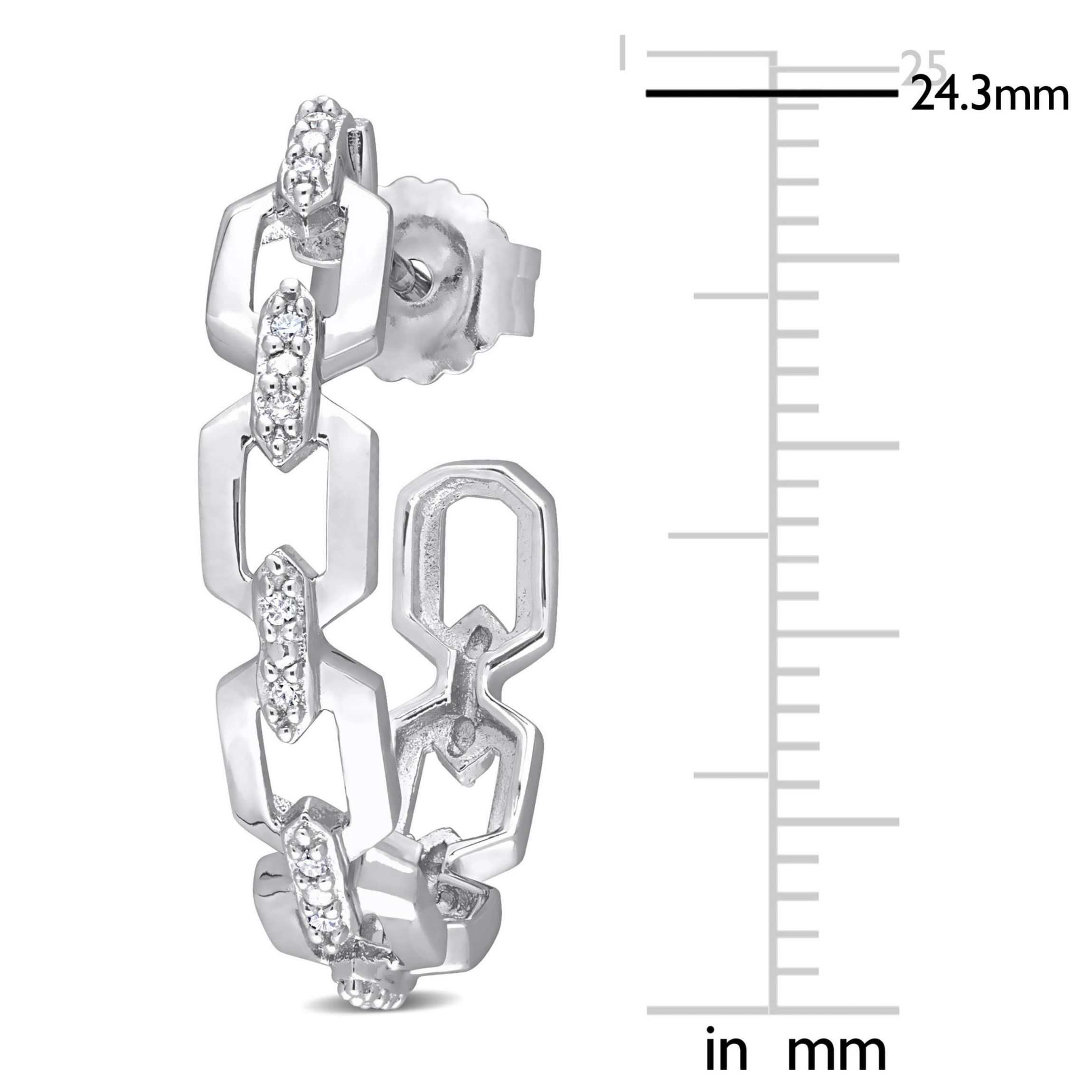 1/7 CT TW Diamond Link Semi-Hoop Earrings in Sterling Silver