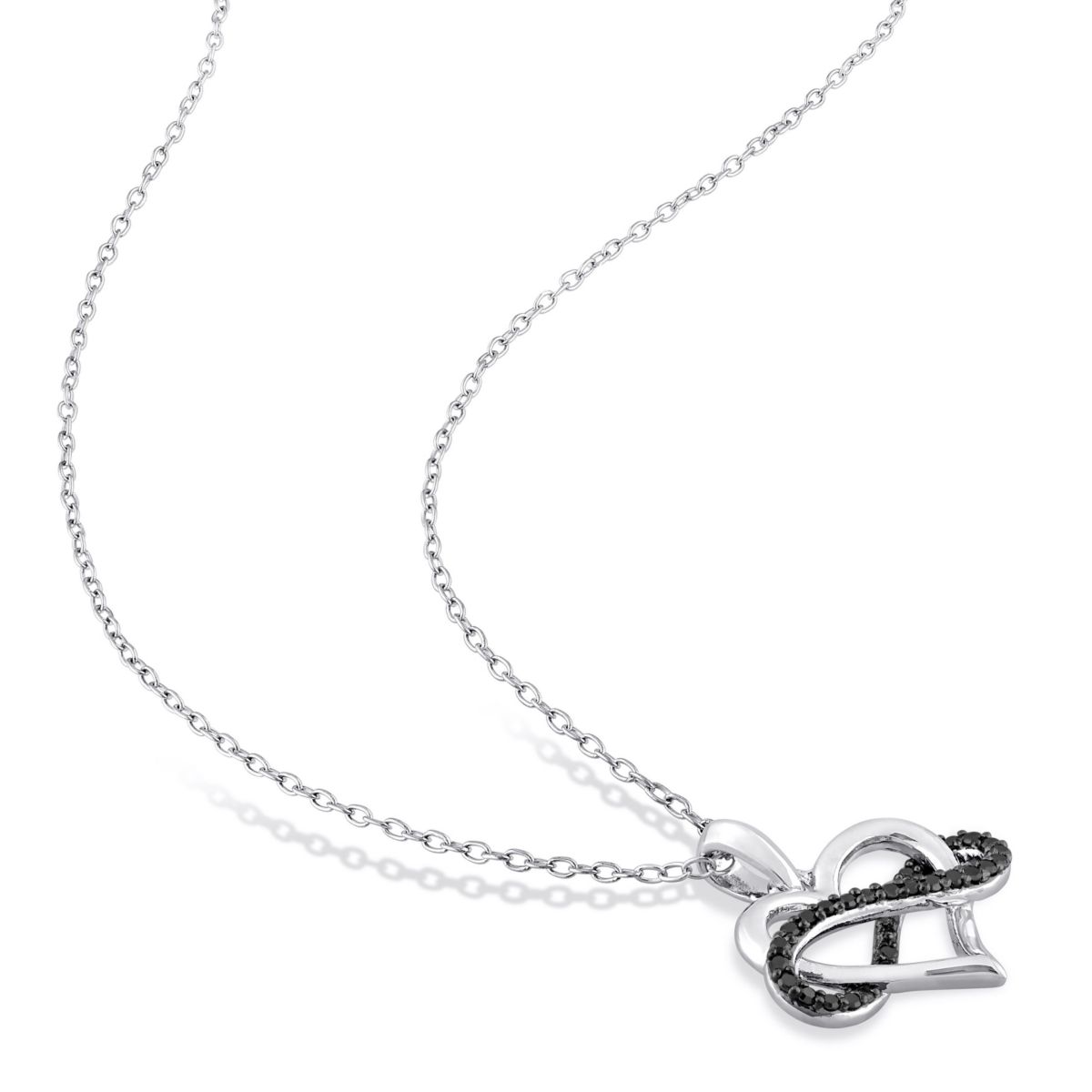 1/6 CT TW Black Diamond Heart and Infinity Necklace in Sterling Silver with Black Rhodium Plated