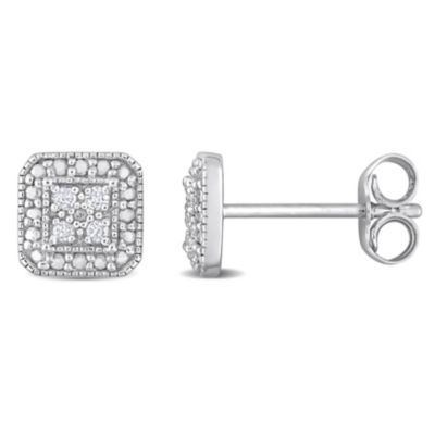 Belk & Co 1/10 CT TW Diamond Square Cluster Stud Earrings in Sterling Silver -  5400426BLK007384