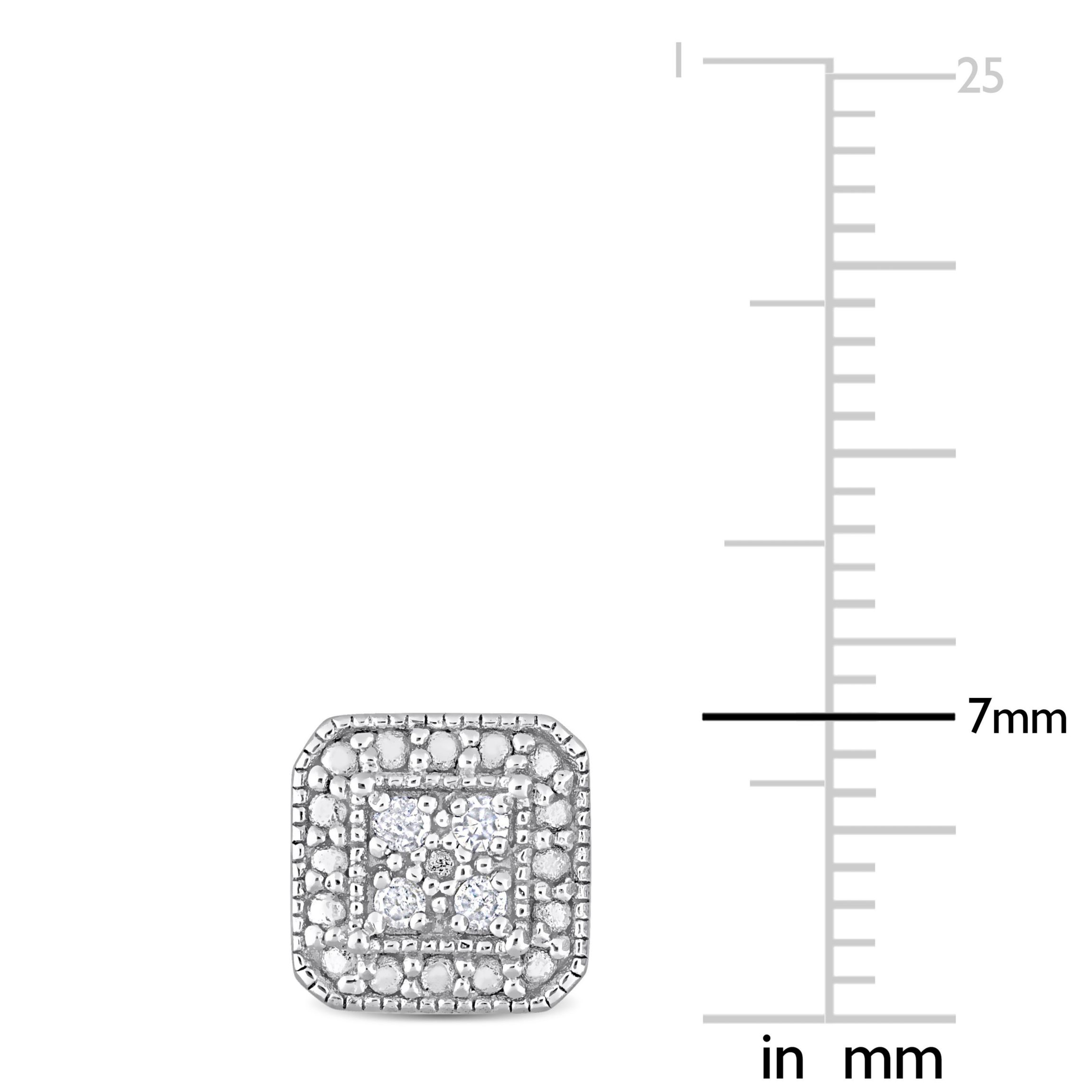 1/10 CT TW Diamond Square Cluster Stud Earrings in Sterling Silver