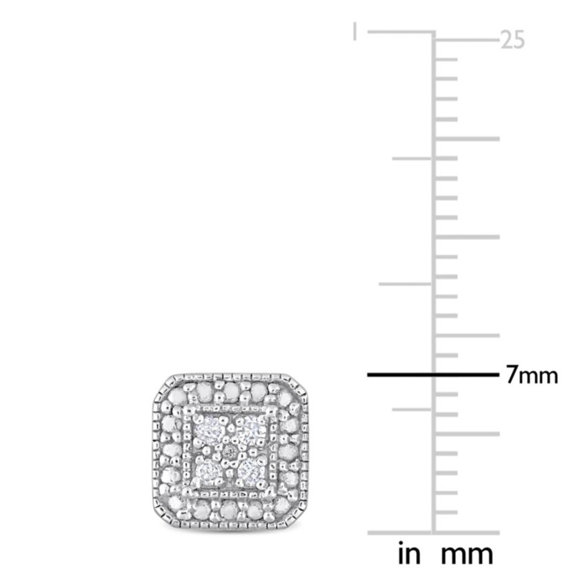 1/10 CT TW Diamond Square Cluster Stud Earrings in Sterling Silver