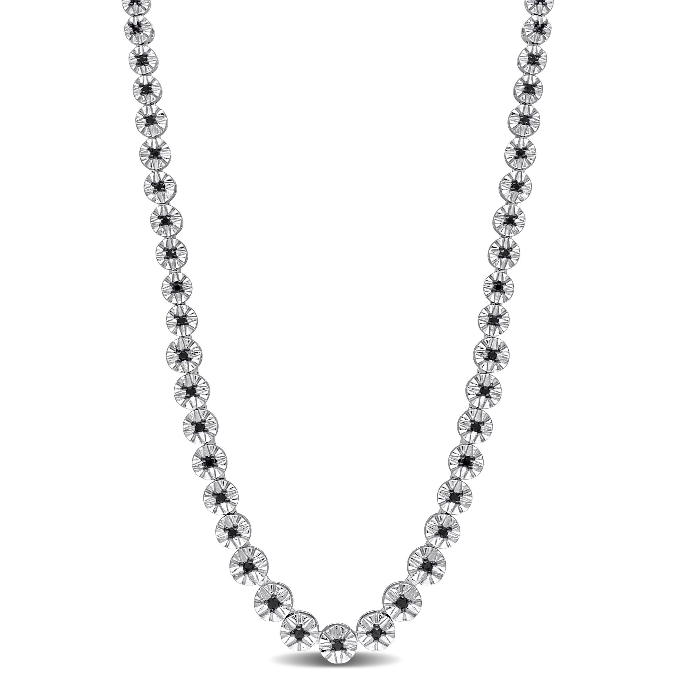 1/2 CT TW Black Diamond Necklace in Sterling Silver