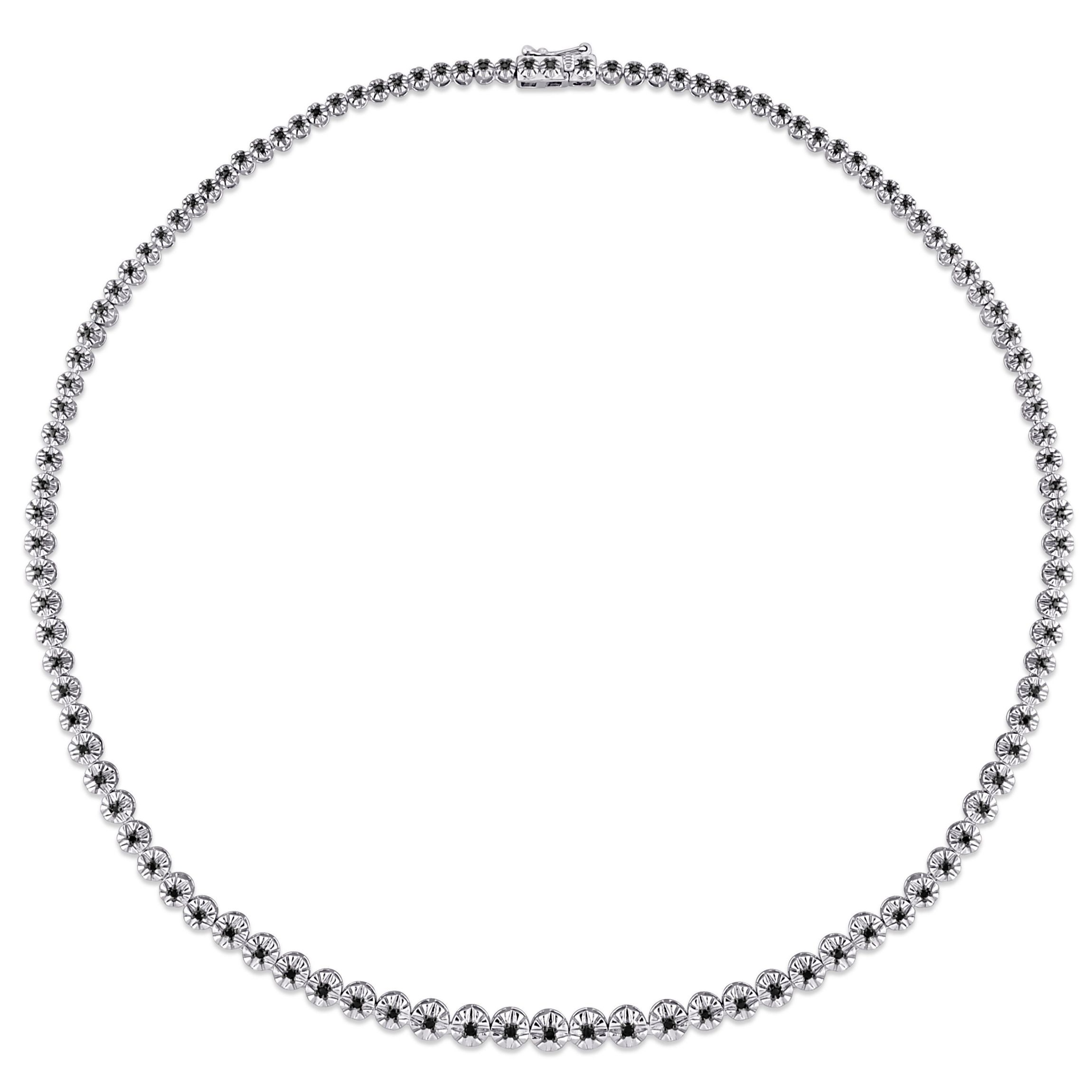 1/2 CT TW Black Diamond Necklace in Sterling Silver