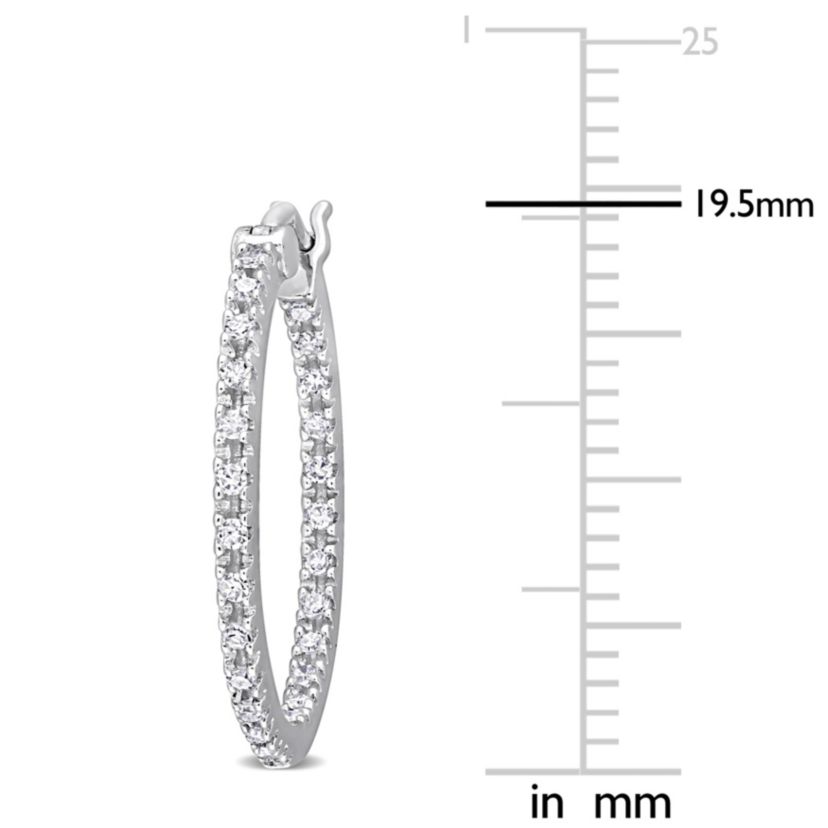 1/4 CT TW Diamond Hoop Earrings in Sterling Silver