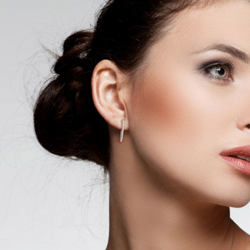 1/4 CT TW Diamond Hoop Earrings in Sterling Silver