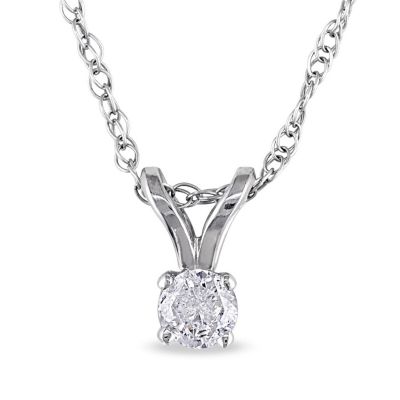 Belk & Co 1/10 Ct. T.w. Diamond Solitaire Pendant With Chain In 14K White Gold