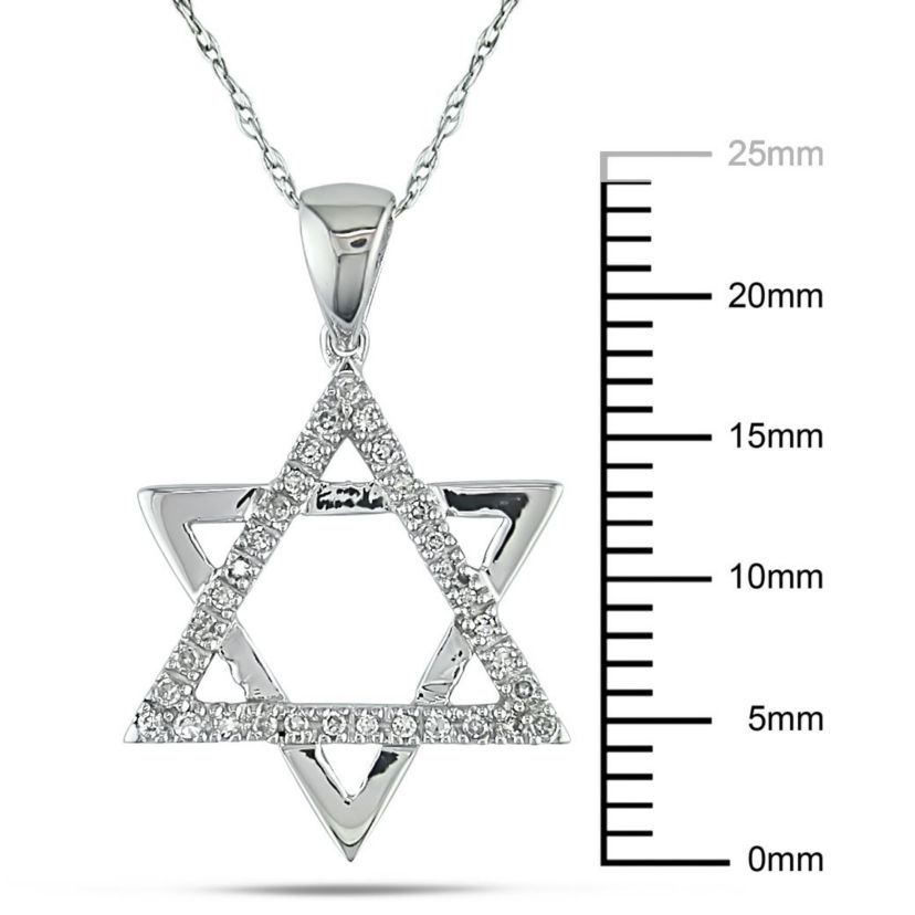 1/10 ct. t.w. Diamond Star of David Pendant with Chain in 10K White Gold