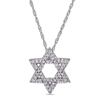 Belk & Co 1/6 ct. t.w. Diamond "Star of David" Pendant with Chain in 10K White Gold