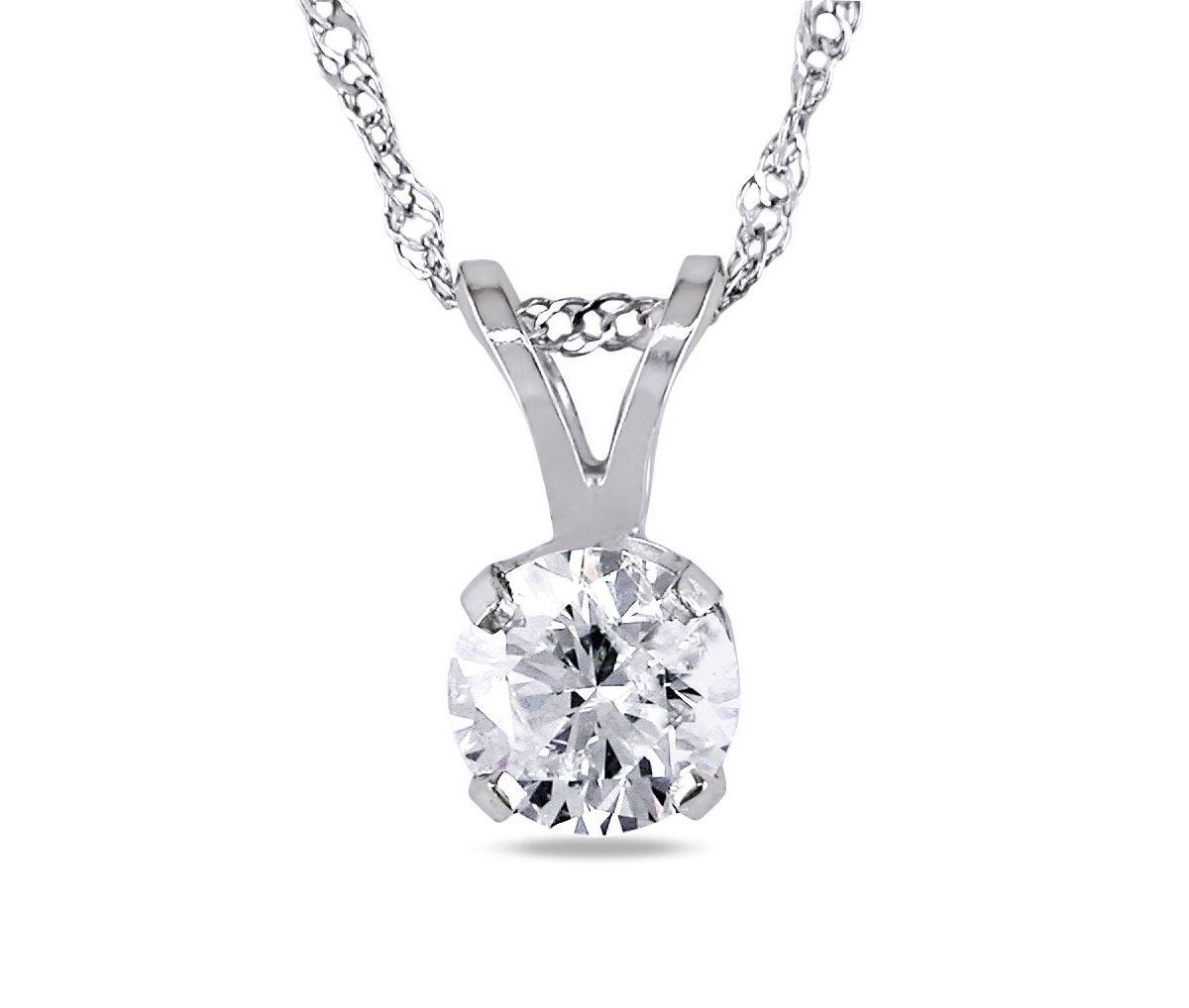1/2 ct. t.w. Diamond Solitaire Pendant with Chain in 14K White Gold