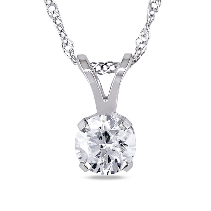 1/2 ct. t.w. Diamond Solitaire Pendant with Chain in 14K White Gold
