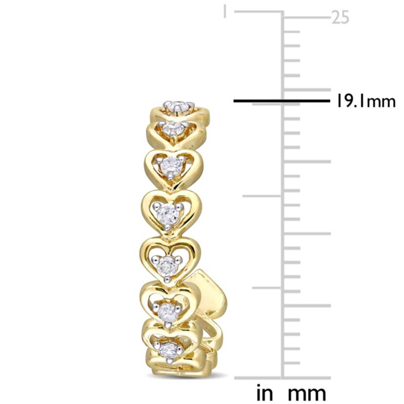 1/5 ct. t.w. Diamond Semi-Hoop Heart Earrings in 10K Yellow Gold