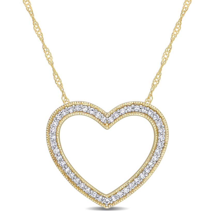 1/4 ct. t.w. Diamond Heart Necklace in 14K Yellow Gold
