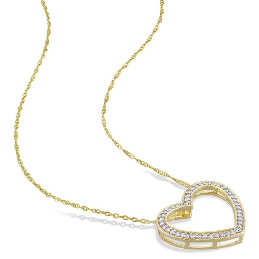 1/4 ct. t.w. Diamond Heart Necklace in 14K Yellow Gold