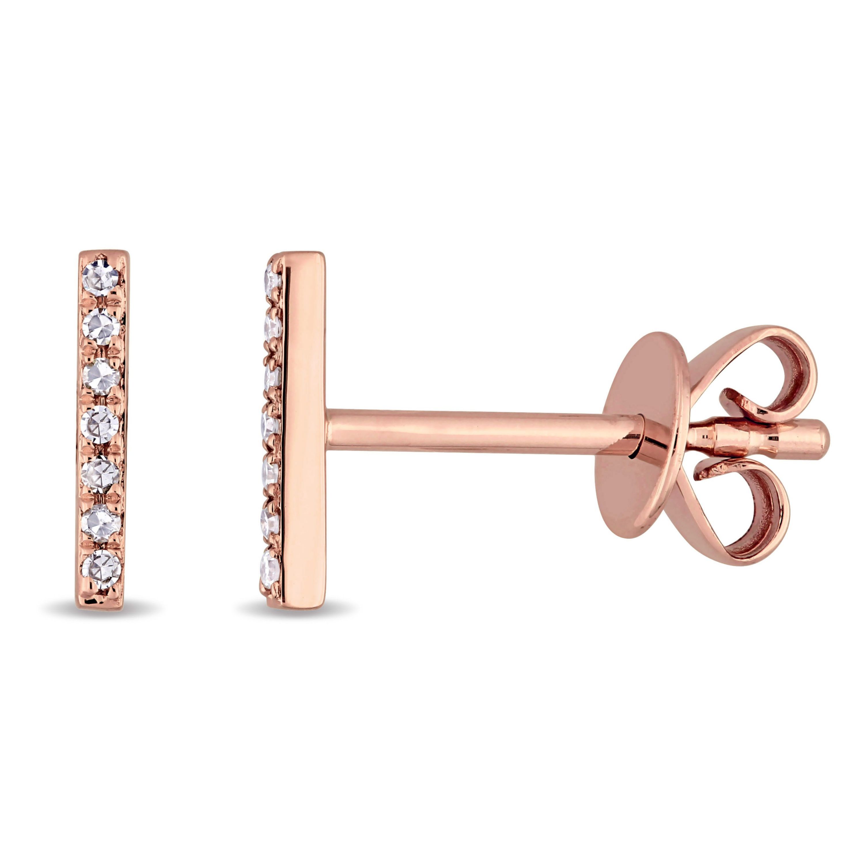 Diamond Bar Earrings in 14K Rose Gold