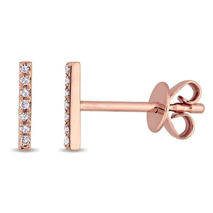Diamond Bar Earrings in 14K Rose Gold
