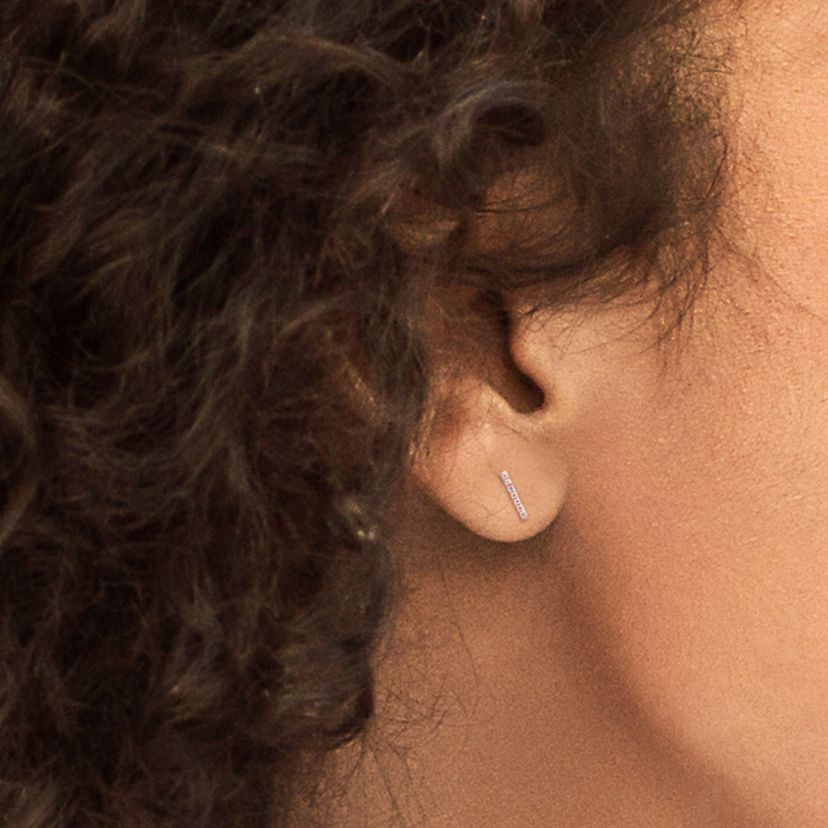 Diamond Bar Earrings in 14K Rose Gold