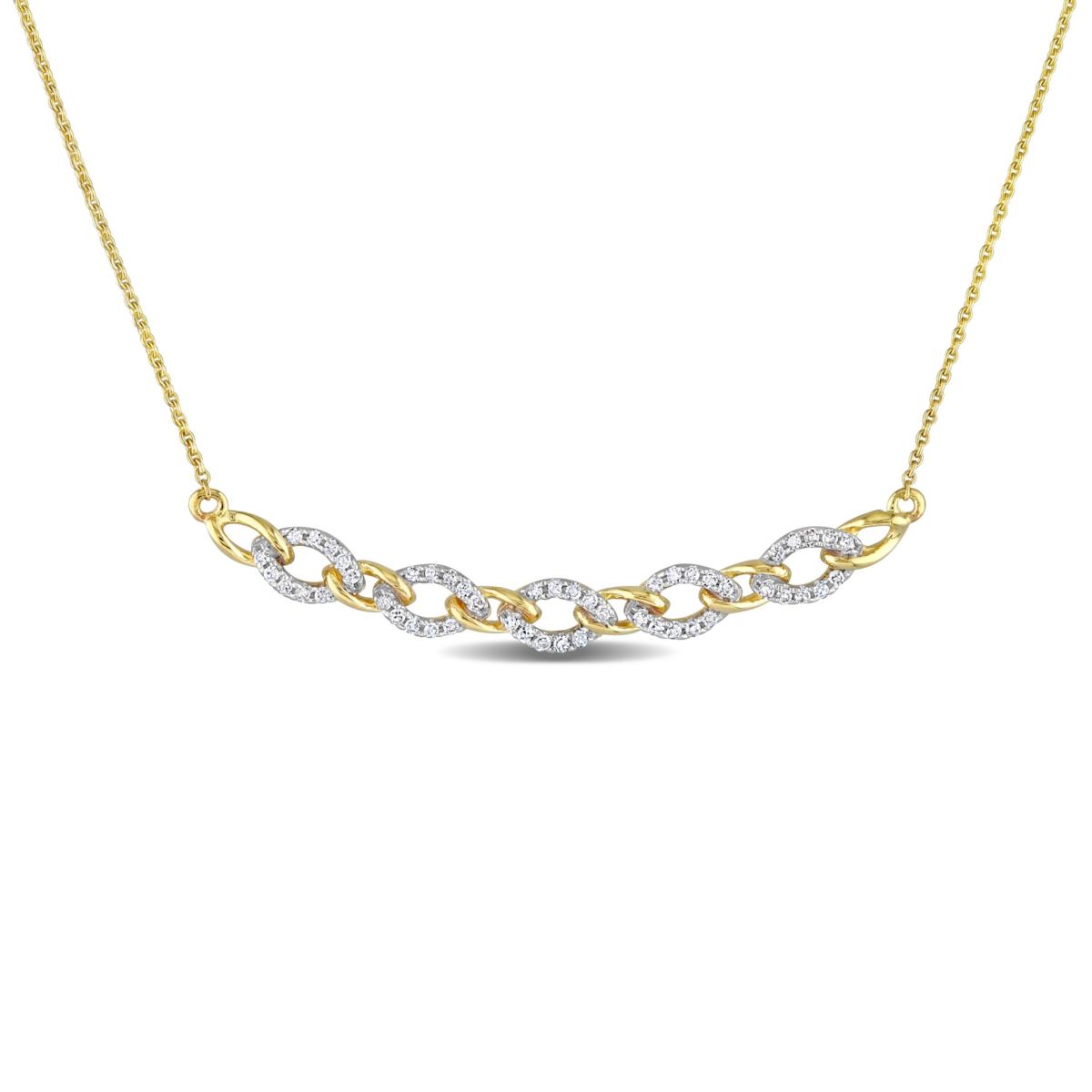 1/6 ct. t.w. Diamond Oval Link Necklace in 10K Yellow Gold