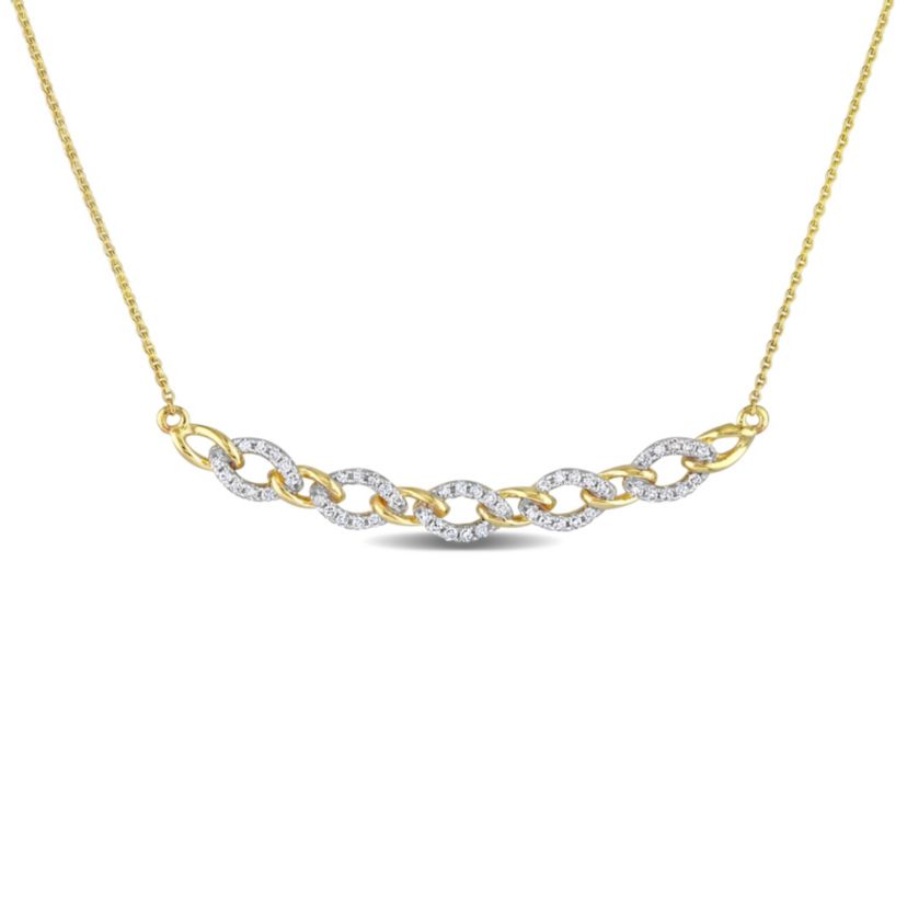 1/6 ct. t.w. Diamond Oval Link Necklace in 10K Yellow Gold