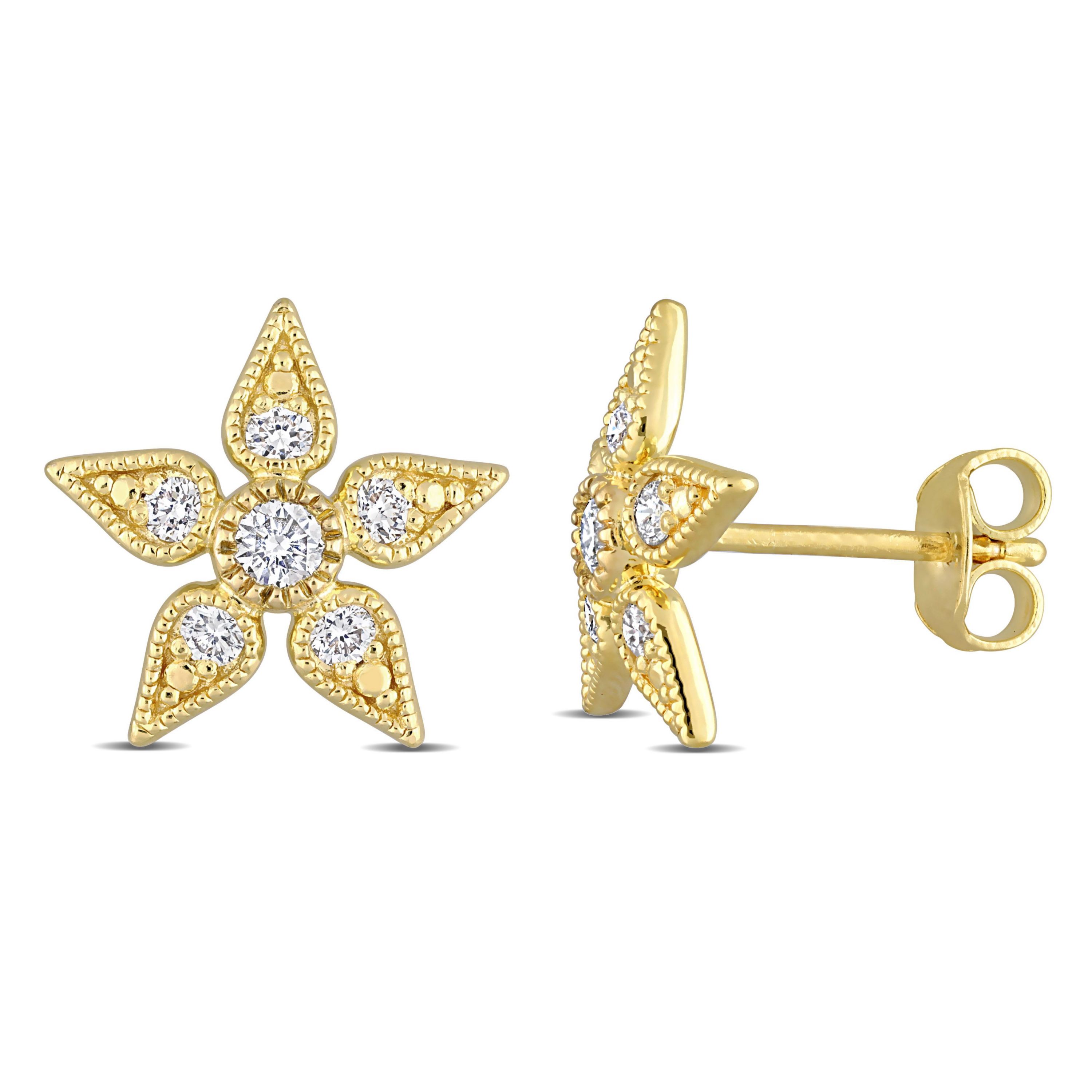 3/8 ct. t.w. Diamond Flower Stud Earrings in 10K Yellow Gold