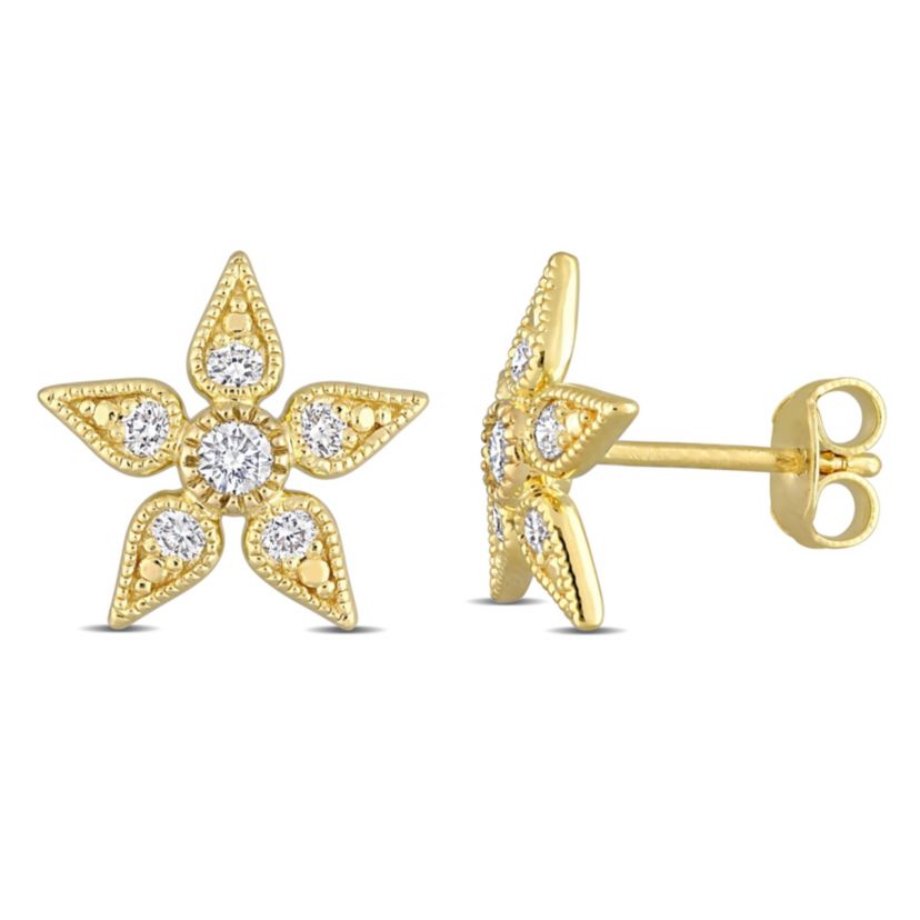 3/8 ct. t.w. Diamond Flower Stud Earrings in 10K Yellow Gold