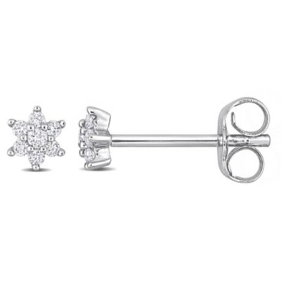 Belk & Co 1/10 ct. t.w. Diamond Floral Stud Earrings in 10K White Gold