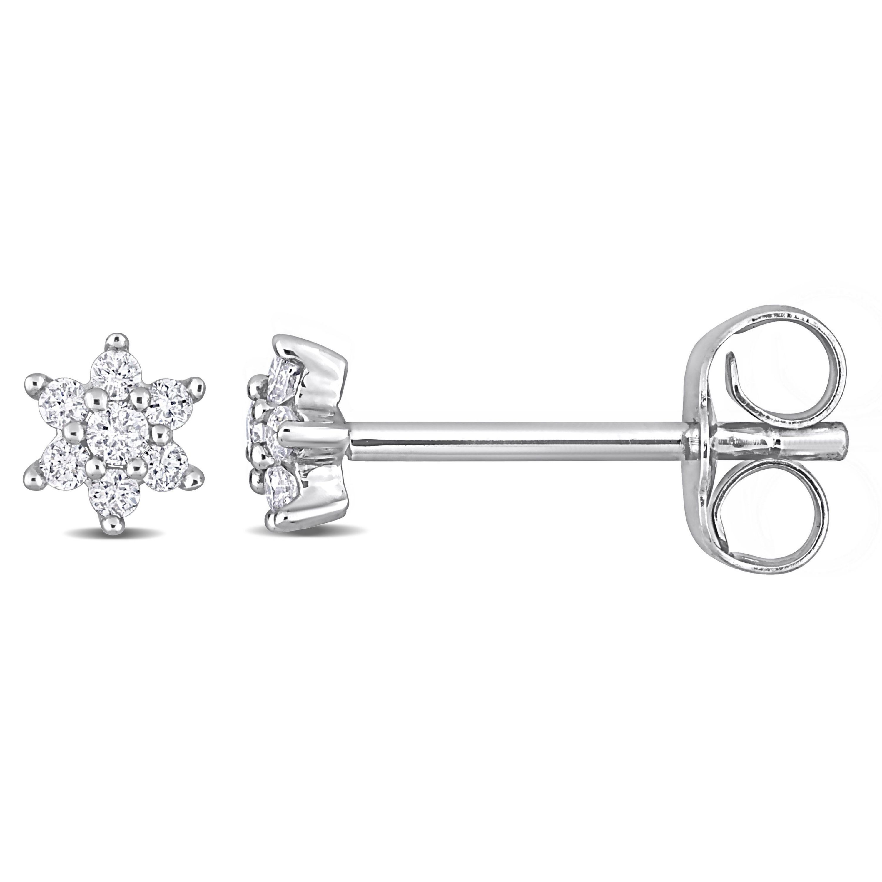 1/10 ct. t.w. Diamond Floral Stud Earrings in 10K White Gold