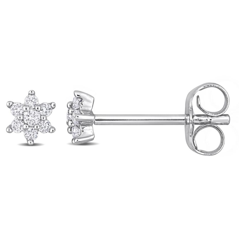 1/10 ct. t.w. Diamond Floral Stud Earrings in 10K White Gold
