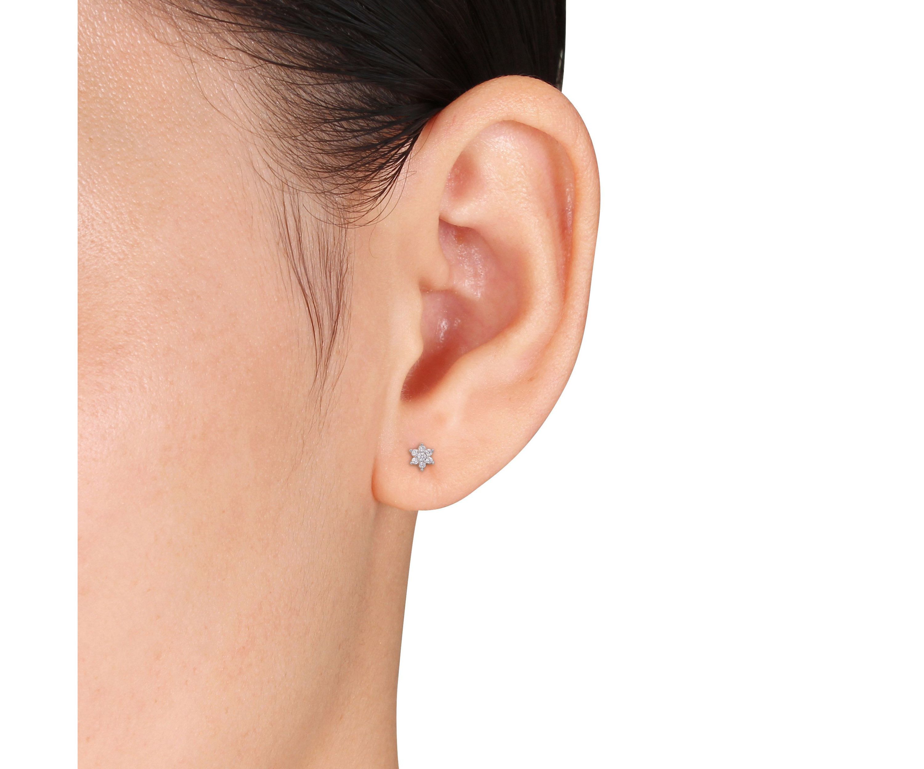 1/10 ct. t.w. Diamond Floral Stud Earrings in 10K White Gold