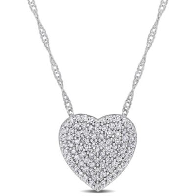 Belk & Co 1/4 Ct. T.w. Diamond Heart Cluster Pendant With Chain In 10K White Gold