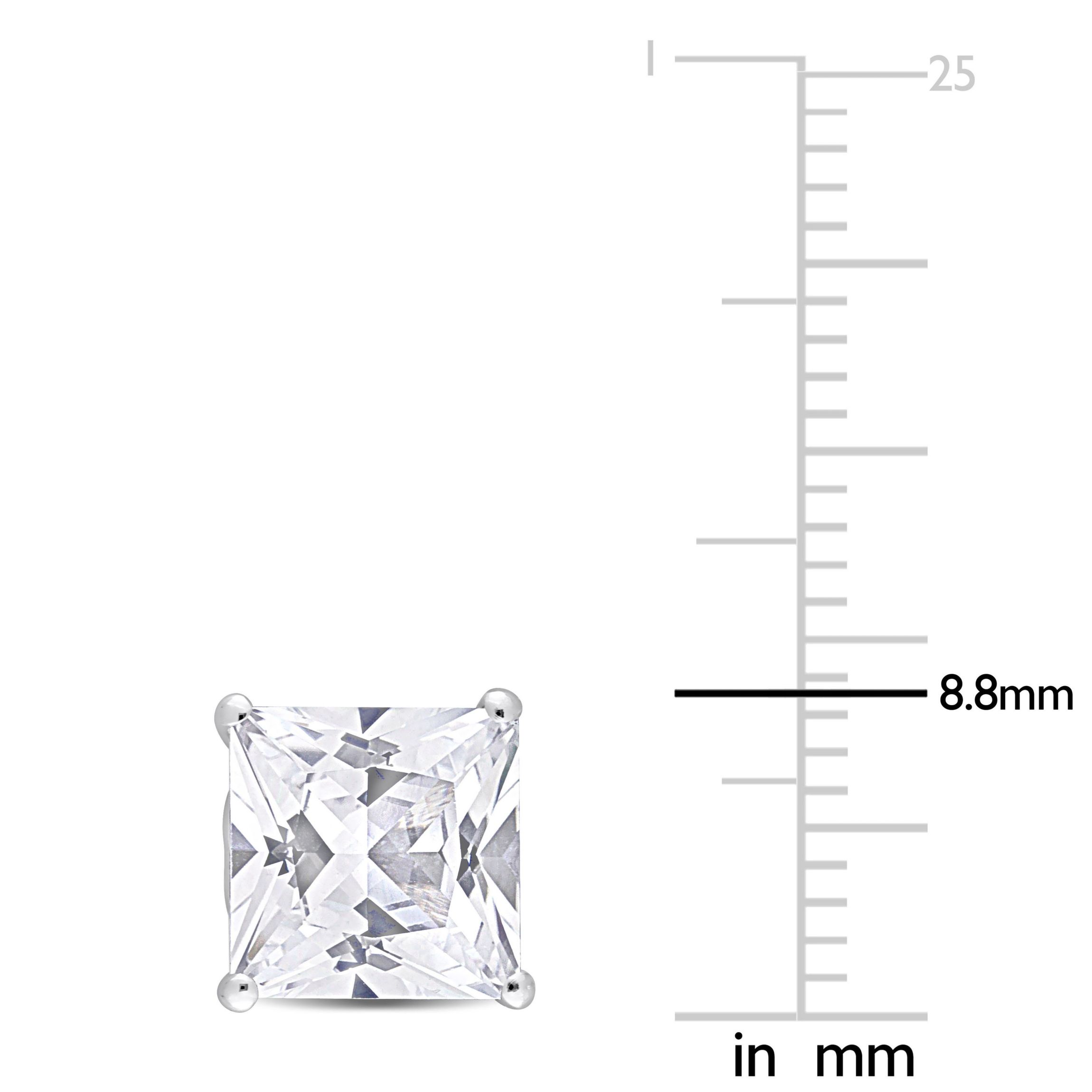 Lab Created 6.12 CT TGW Square Created White Sapphire Earrings in Sterling Silver