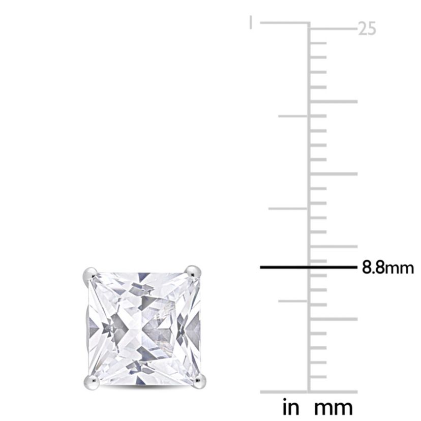 Lab Created 6.12 CT TGW Square Created White Sapphire Earrings in Sterling Silver