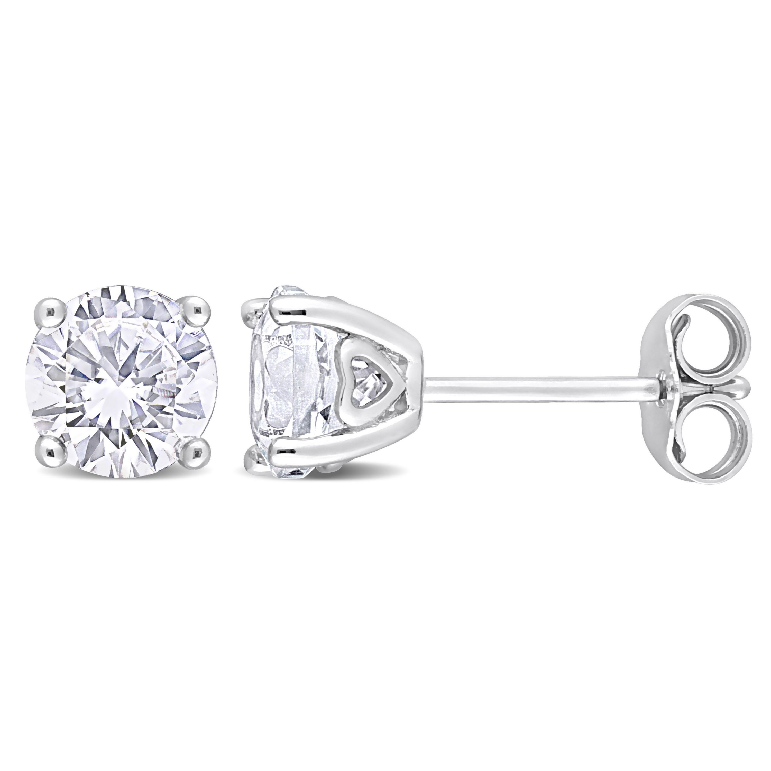Lab Created 2 CT TGW Created White Sapphire Post Earrings Silver