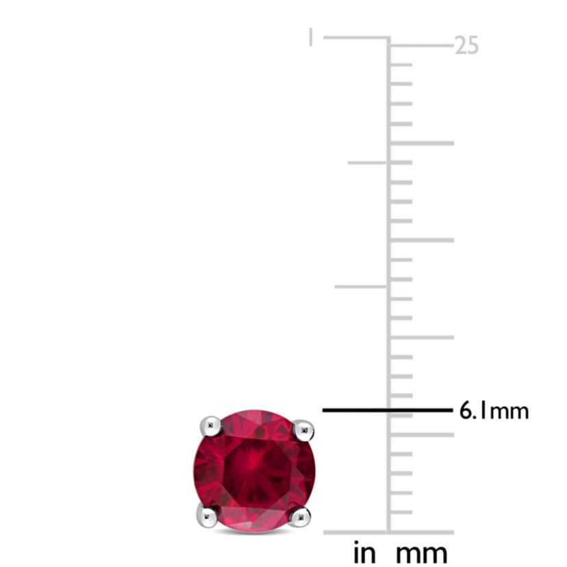 Lab Created 2 CT TGW Created Ruby Earrings in Sterling Silver