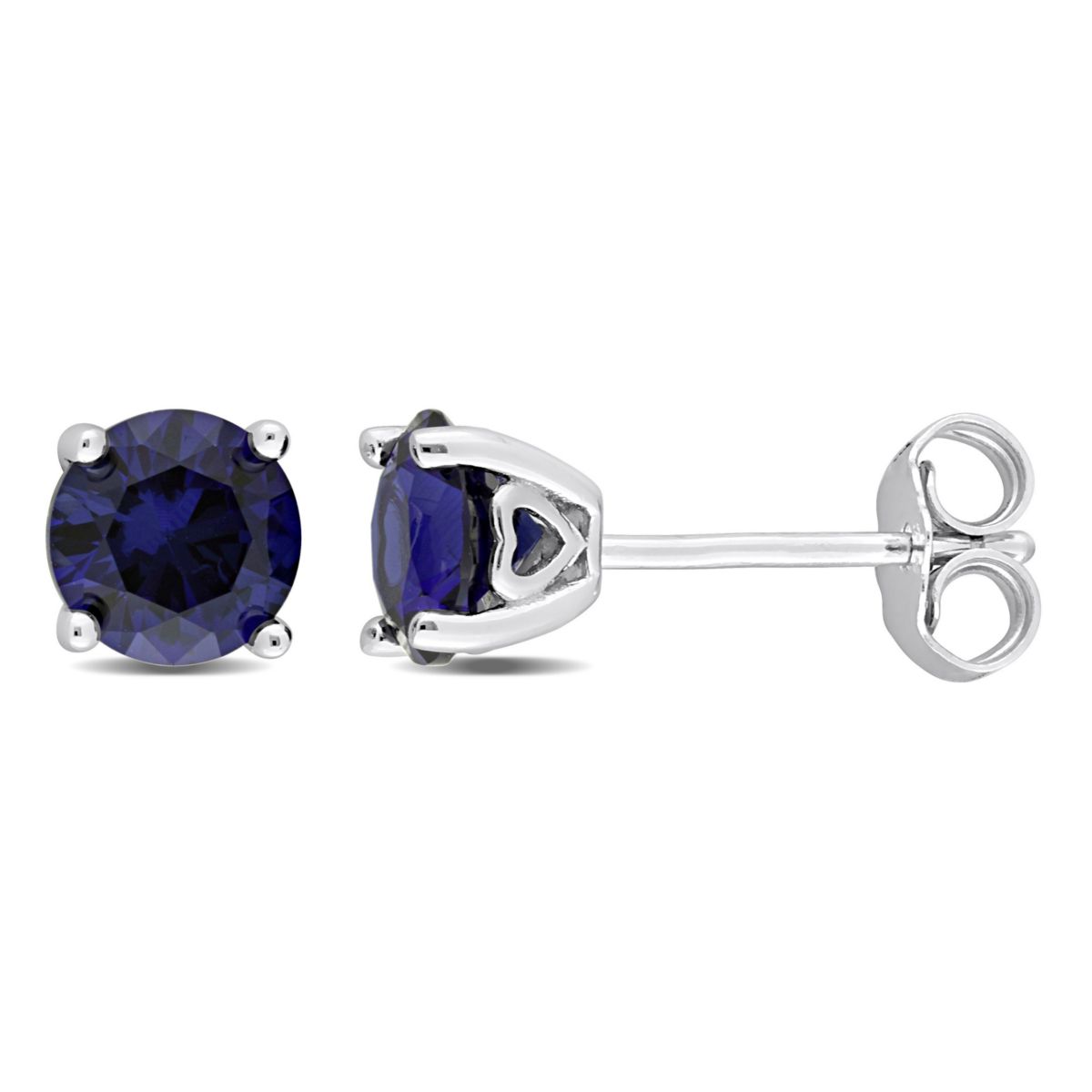 Lab Created 2 CT TGW Created Blue Sapphire Earrings in Sterling Silver