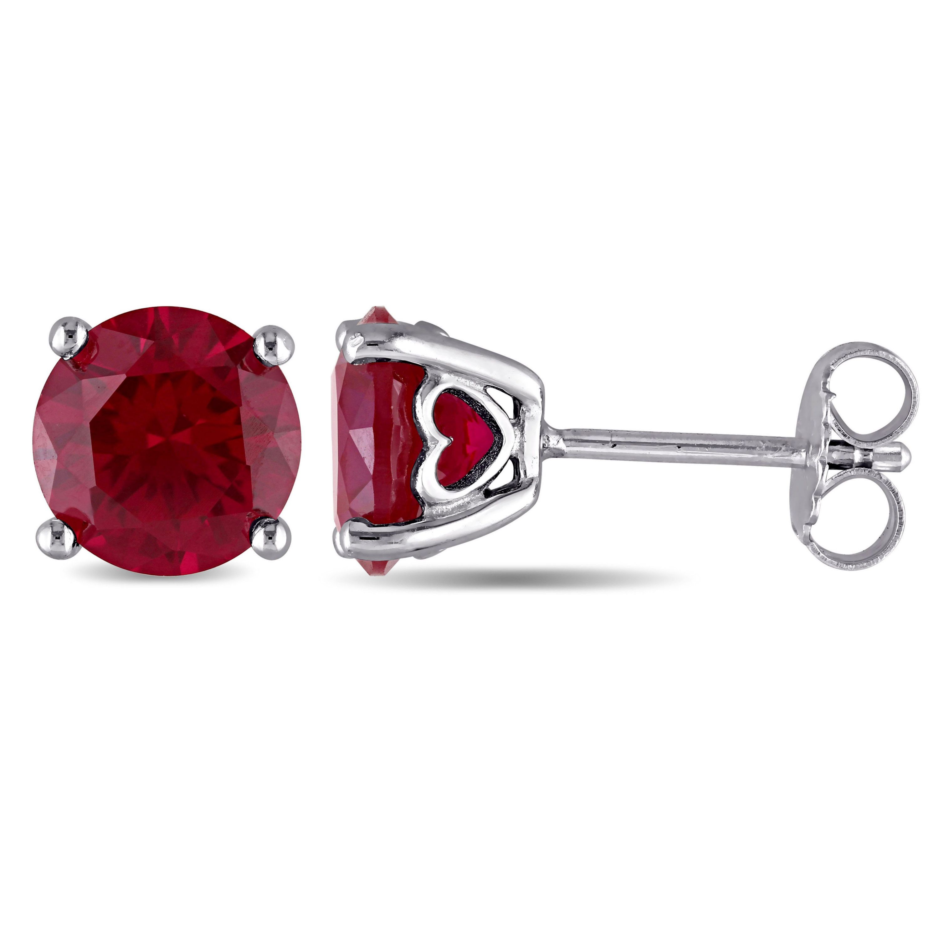 Lab Created 4.8 CT TGW Created Ruby Stud Earrings in Sterling Silver