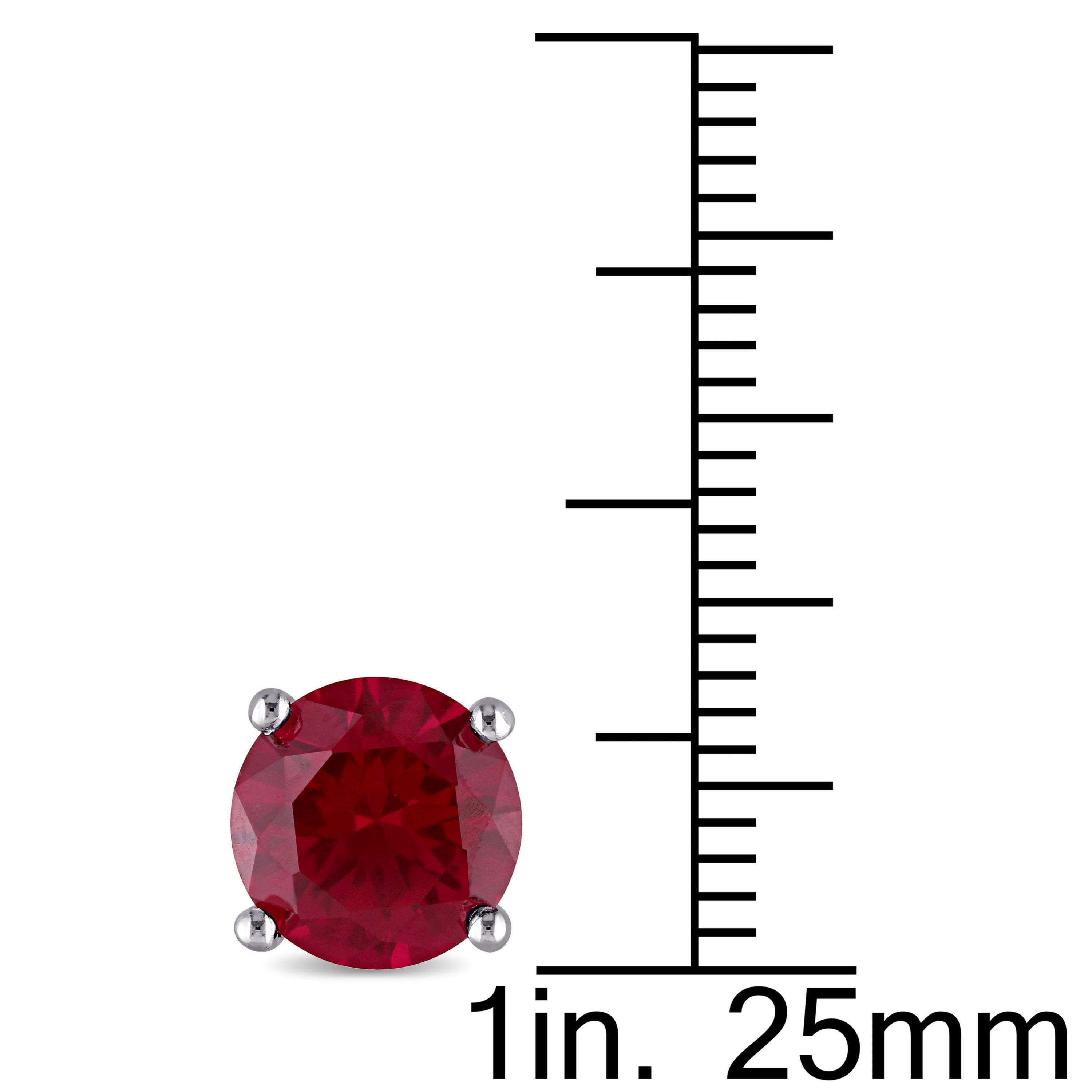 Lab Created 4.8 CT TGW Created Ruby Stud Earrings in Sterling Silver
