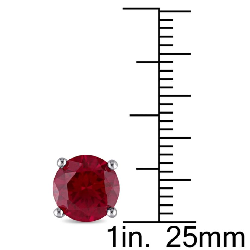 Lab Created 4.8 CT TGW Created Ruby Stud Earrings in Sterling Silver