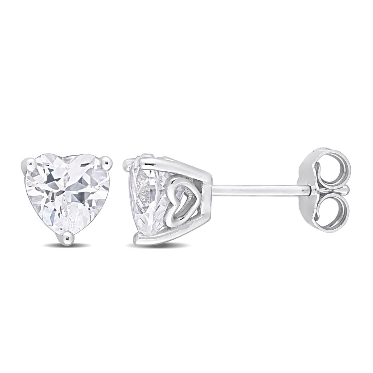 Lab Created 1.8 CT TGW Heart Shape Created White Sapphire Earrings in Sterling Silver
