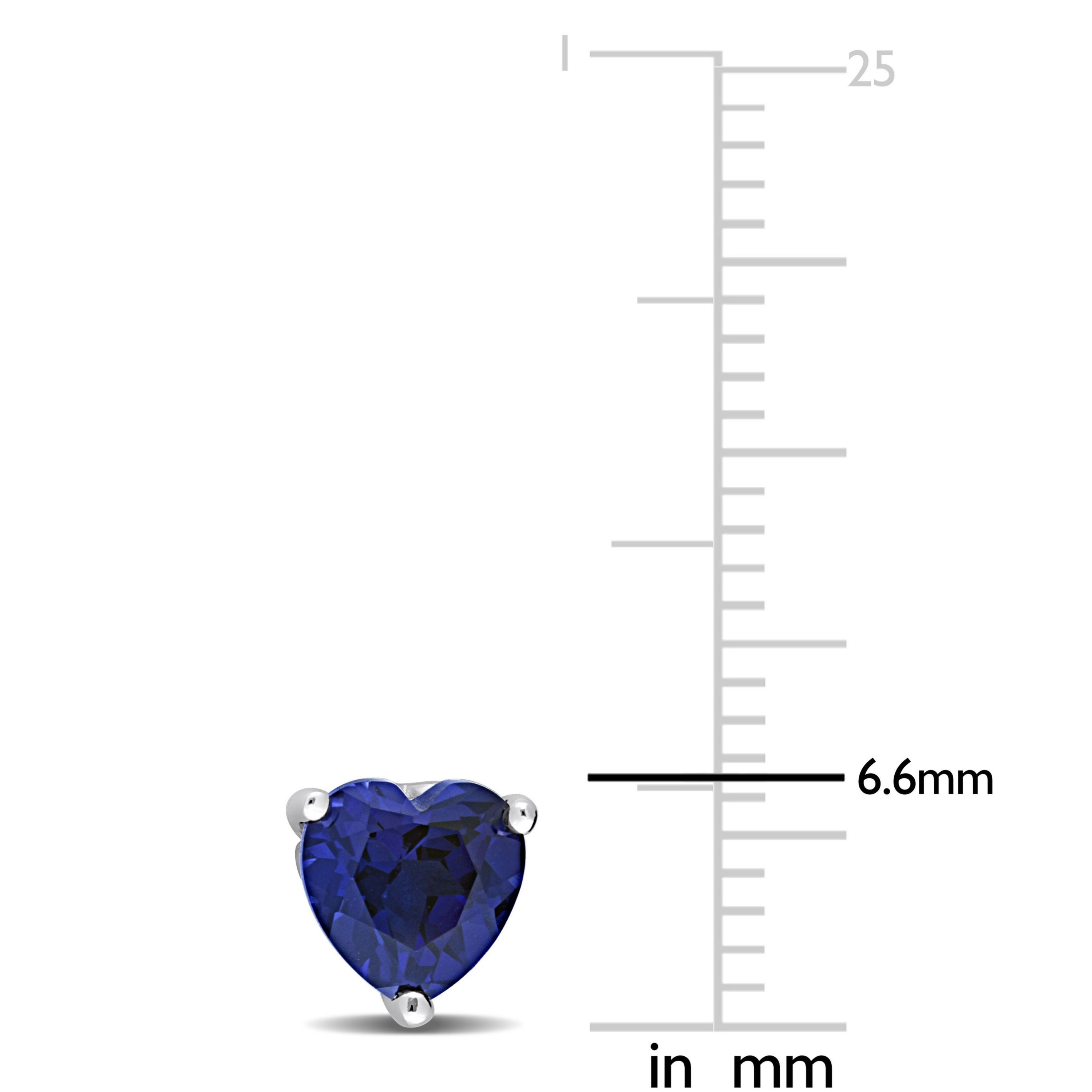 Lab Created 1.8 CT TGW Heart Shape Created Blue Sapphire Earrings in Sterling Silver