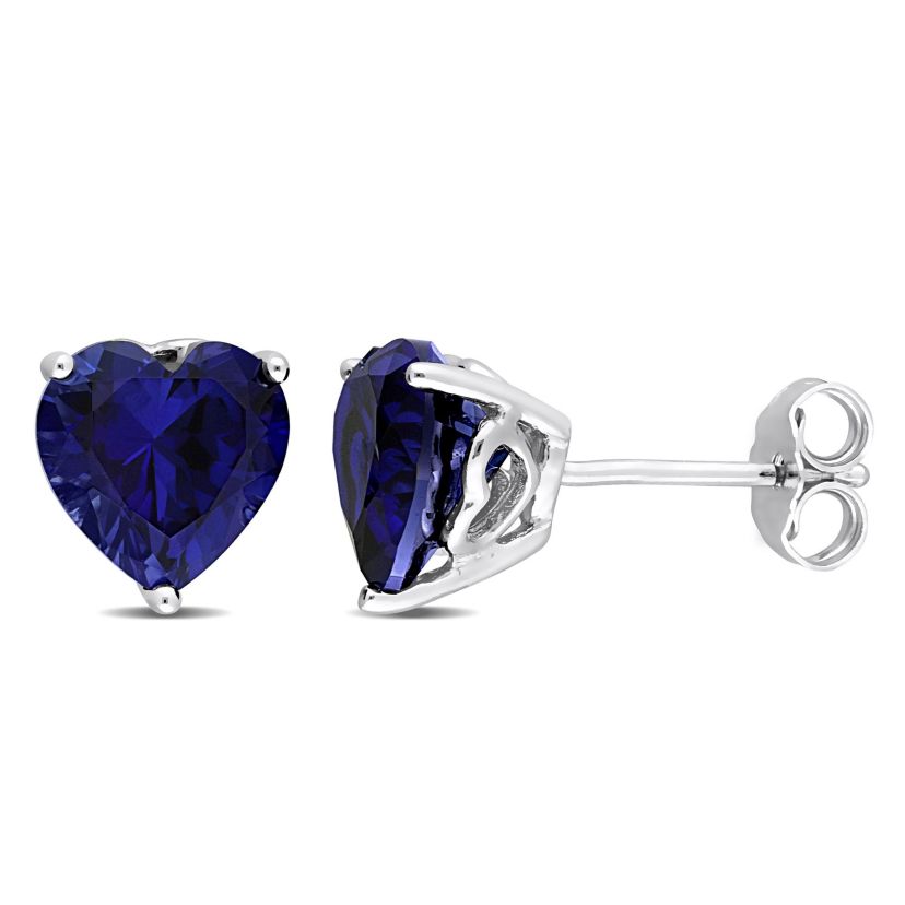 Lab Created 4.5 CT TGW Created Blue Sapphire Post Earrings Silver