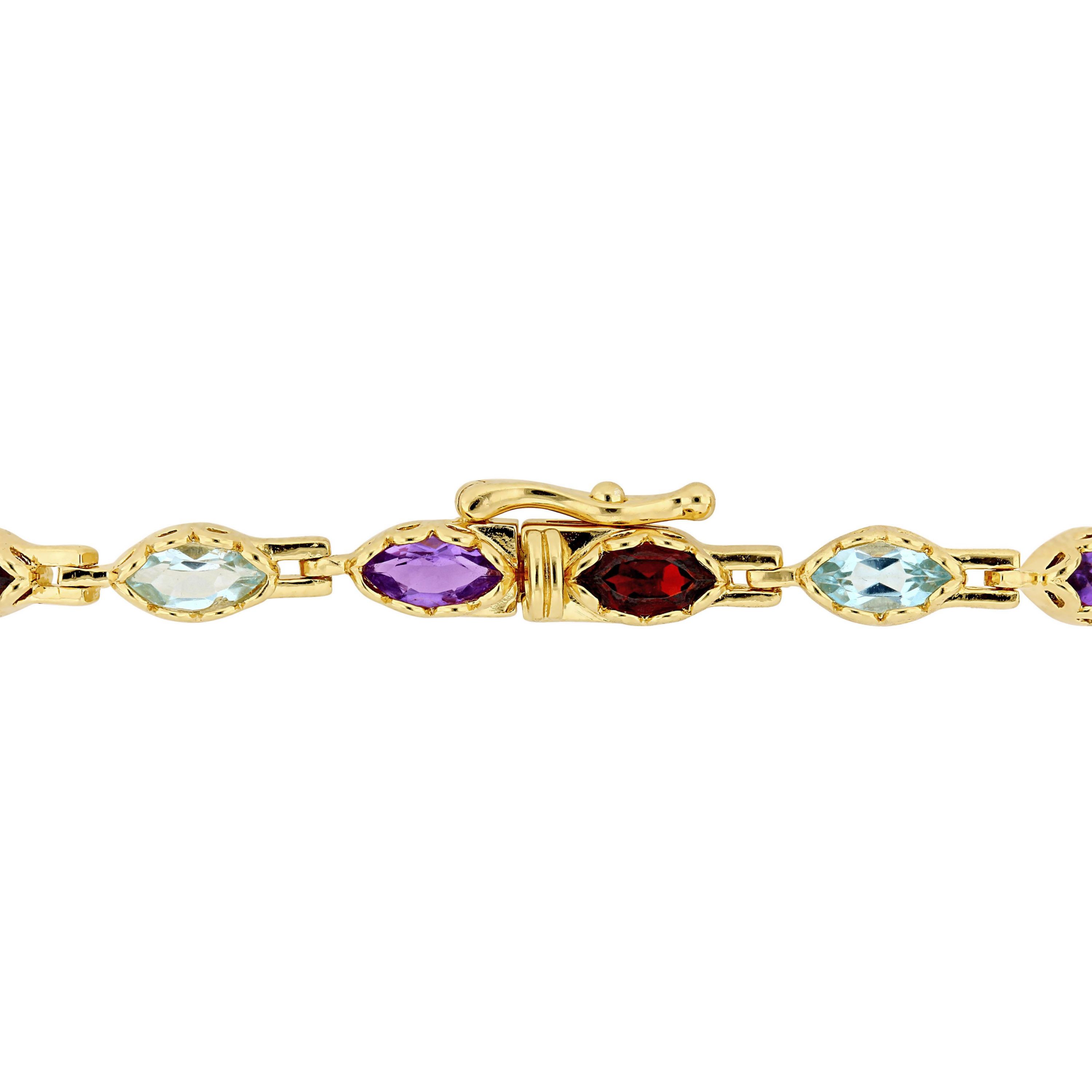4.5 CT TGW Multi-Gemstone Marquise Bracelet in Yellow Plated Sterling Silver