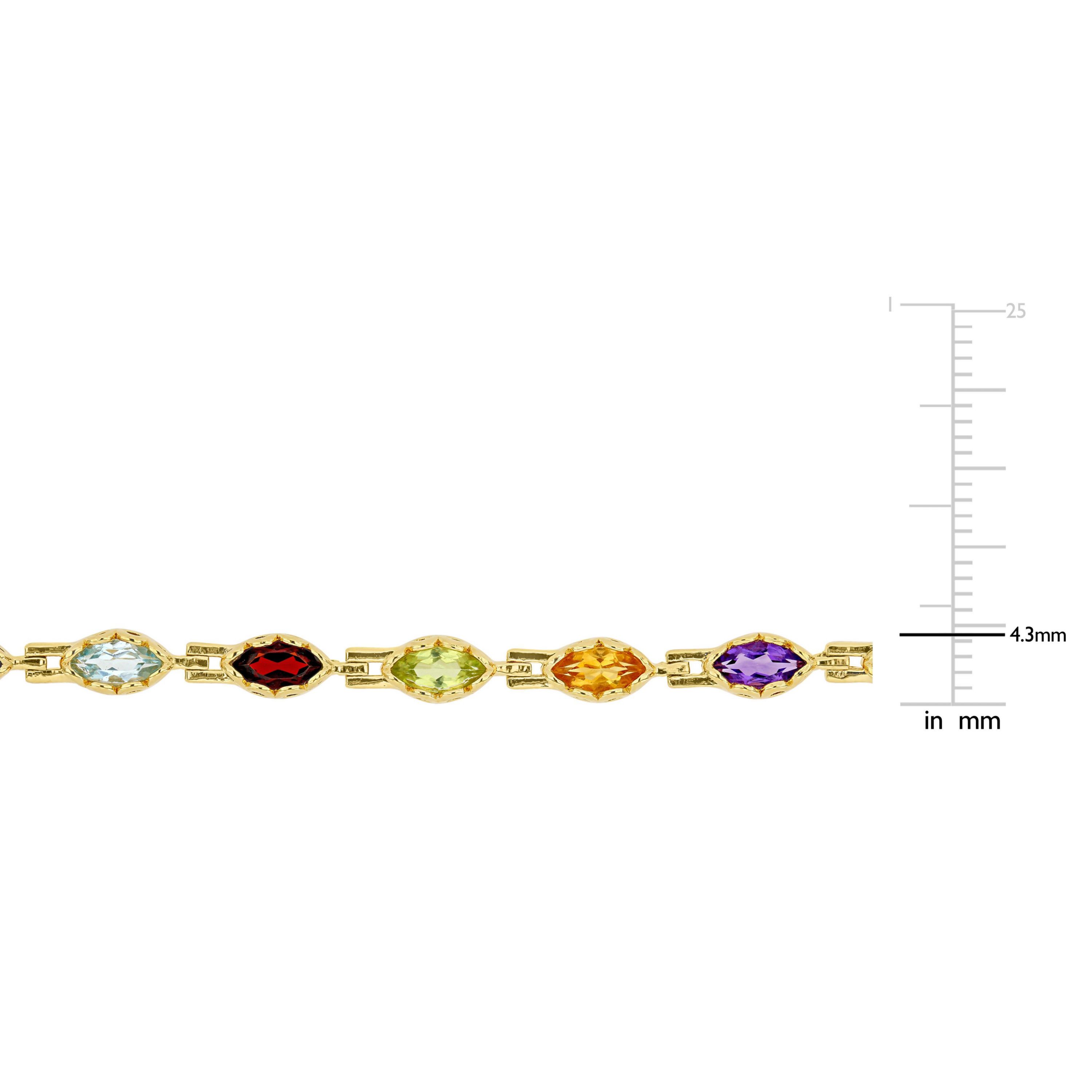 4.5 CT TGW Multi-Gemstone Marquise Bracelet in Yellow Plated Sterling Silver