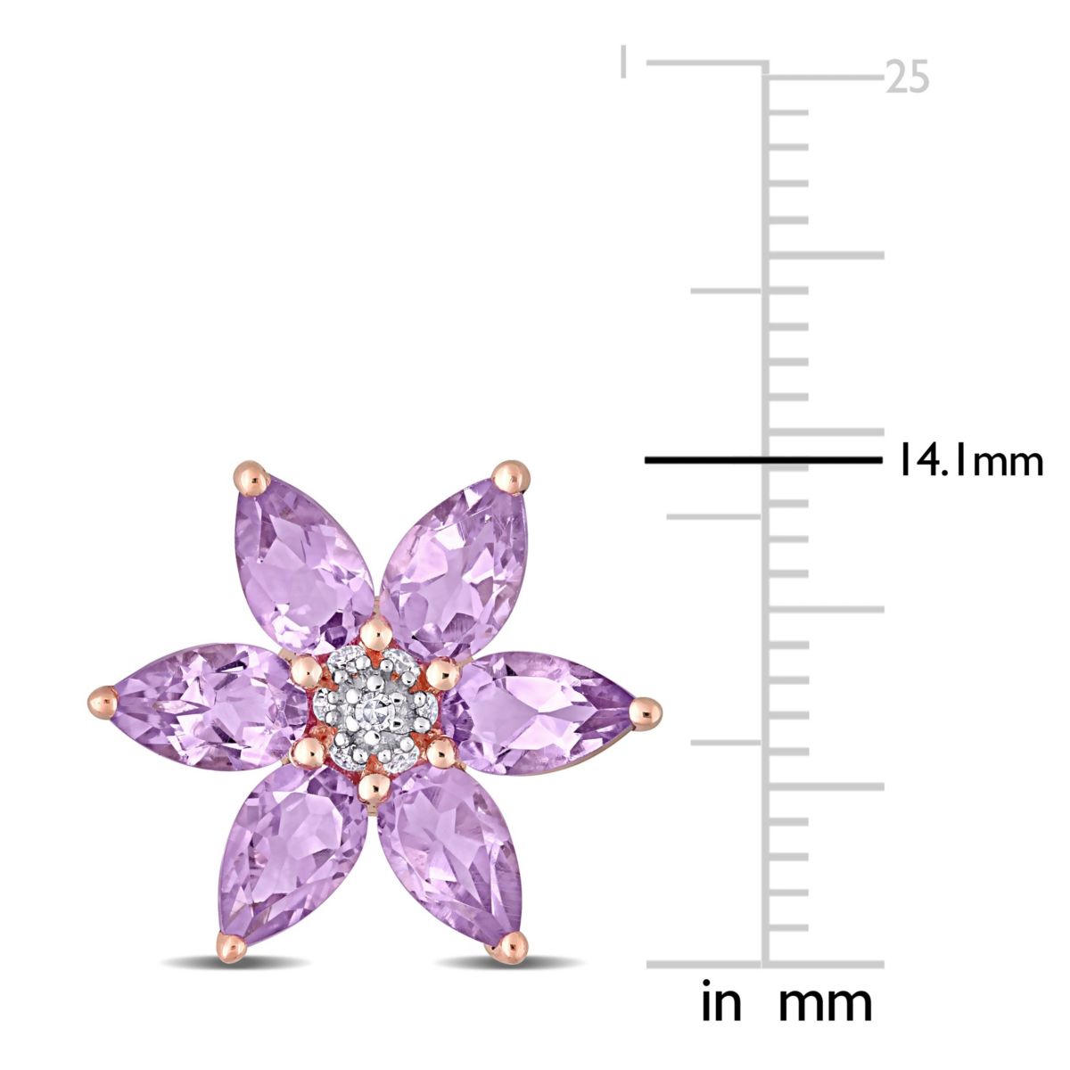 2.37 CT TGW Amethyst and Diamond Accent Floral Stud Earrings in 10k Rose Gold