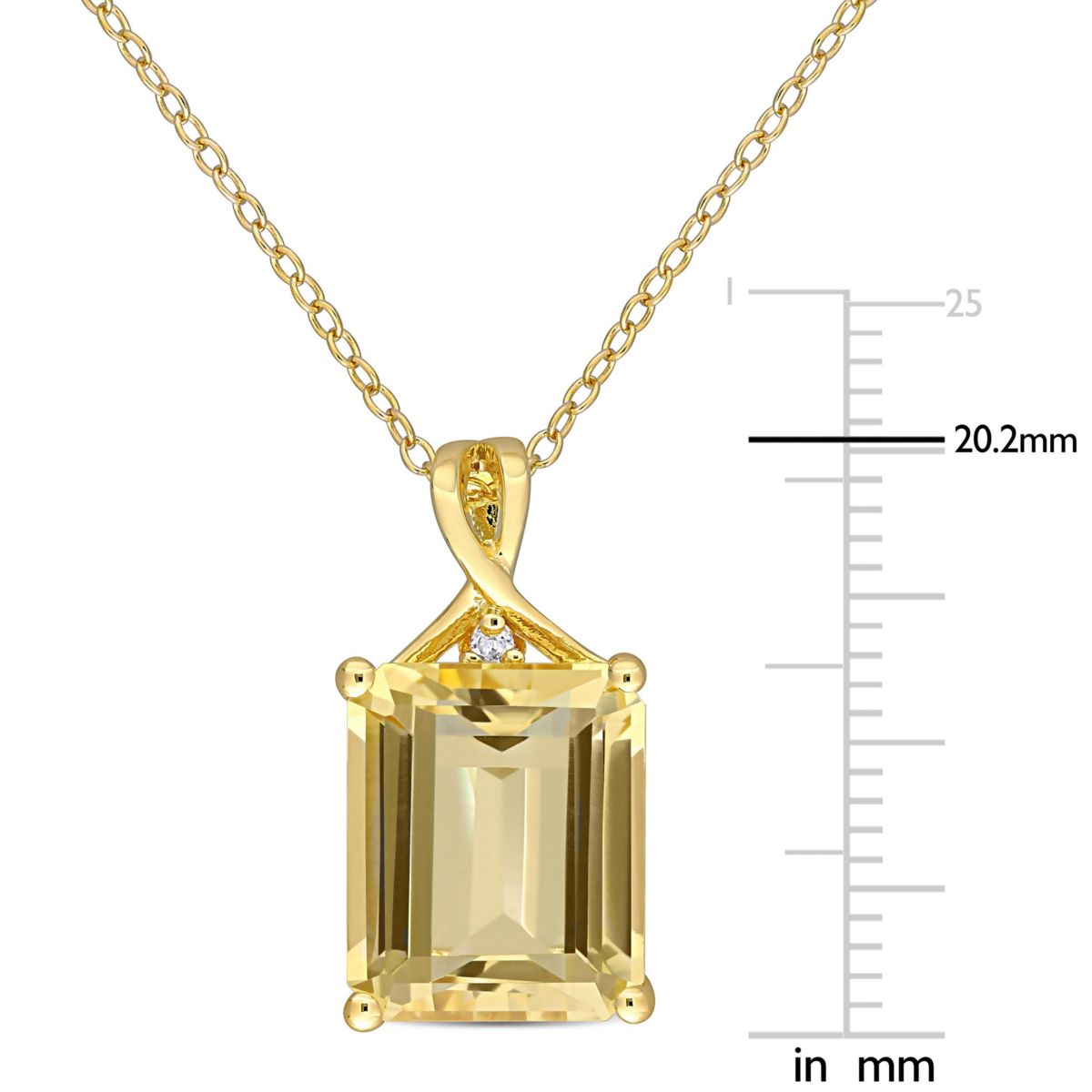 6.68 ct. t.g.w. Octagon Citrine and White Topaz Pendant with Chain in Yellow Plated Sterling Silver