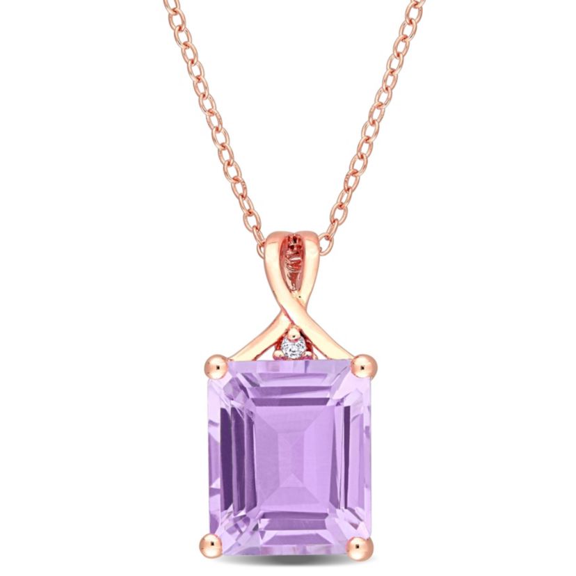 5/8 ct. t.g.w. Rose de France and White Topaz Pendant with Chain in Rose Plated Sterling Silver
