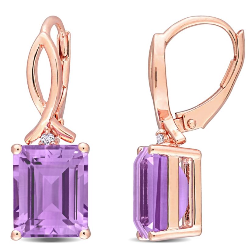 6.32 ct. t.g.w. Rose de France and White Topaz Earrings in Rose Plated Sterling Silver
