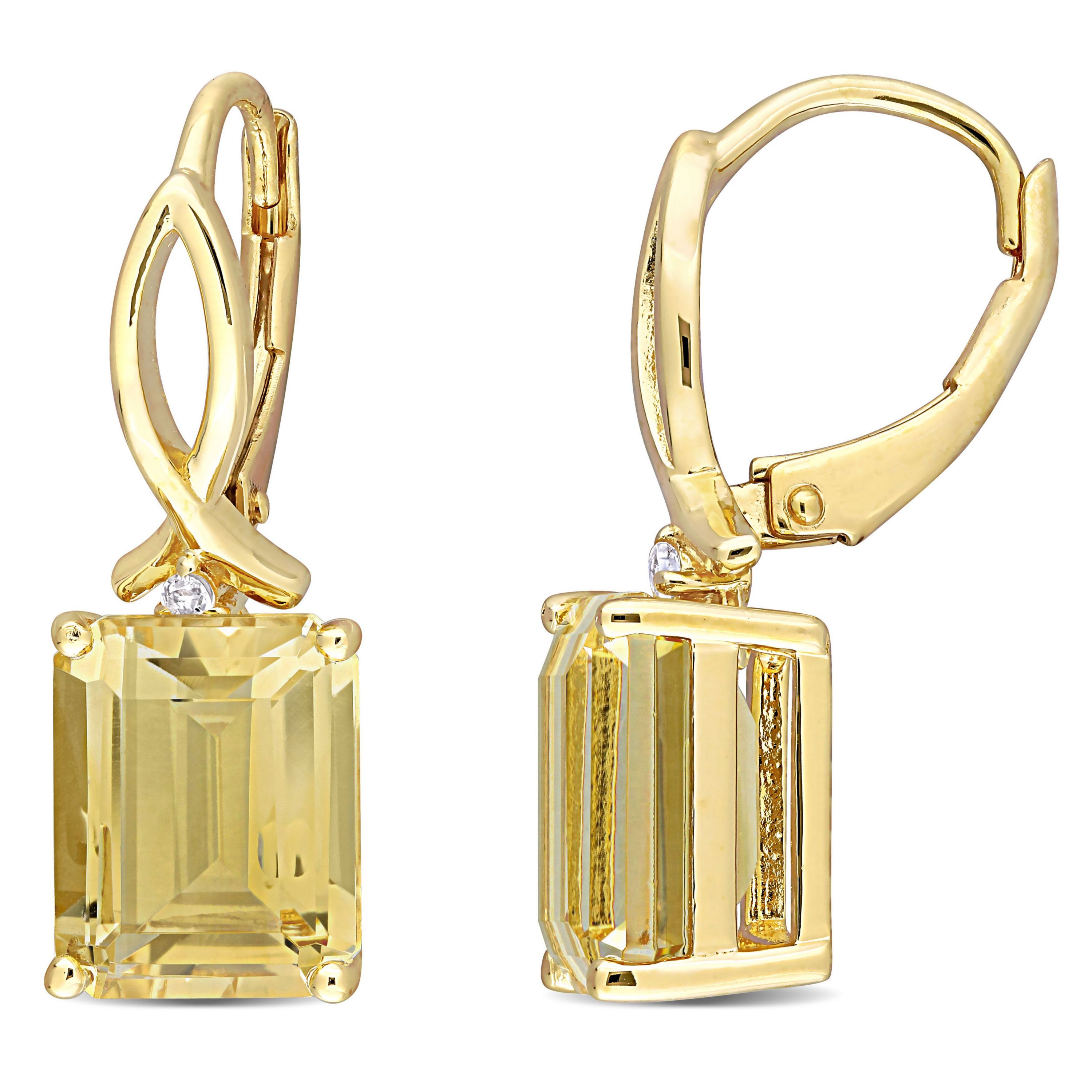 6.26 ct. t.g.w. Citrine and White Topaz Earrings in Yellow Plated Sterling Silver