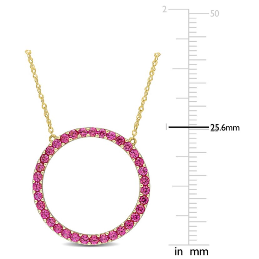 Lab Created 1.75 ct. t.g.w. Created Ruby Open Circle Pendant with Chain in 10K Yellow Gold